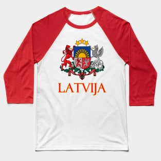 Latvia - Coat of Arms Design (Latvian Text) Baseball T-Shirt